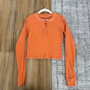 SKIMS Cotton Rib Long Sleeve Crop Henley